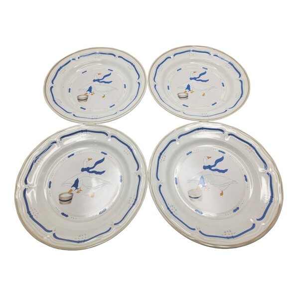 vintage 1987 newcor set of 4 stoneware 6005 countryside 7.5" dessert plates. - Picture 6 of 7
